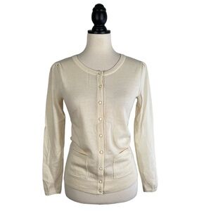Banana Republic Cream Cardigan Merino Wool w/ Pockets, Size PS